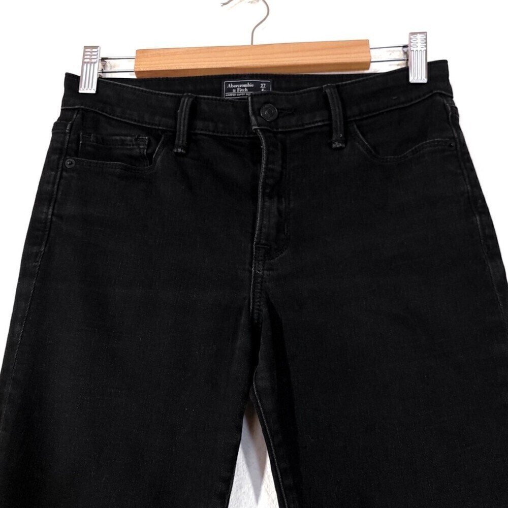 ABERCROMBIE & Fitch Harper Super Skinny Jeans in Distressed Black 27 Y2k Minimal - Picture 5 of 13